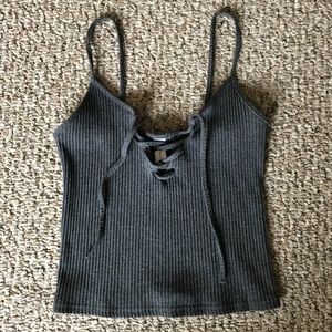 Lace Up Ribbed Top (S)